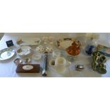 Various ceramics, brass fire ends & ligh