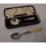 Cased Silver spoon & one other silver &