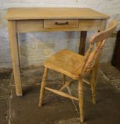 Pine table & chair