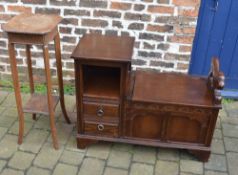 Oak telephone table & plant stand