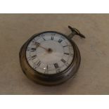 Silver pair case fusee pocket watch insc