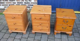 Pair of pine bedside cabinets & one othe