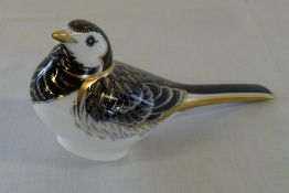 Crown Derby 'Pied Wagtail' with gold sto