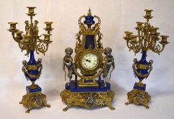 Italian clock garniture featuring Satyr