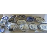 Various blue and white ceramics inc Spod