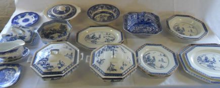 Various blue and white ceramics inc Spod