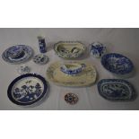 Blue & white ceramics inc Spode, Old Wil