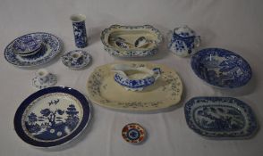 Blue & white ceramics inc Spode, Old Wil