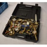 Large case full of watches & watch parts