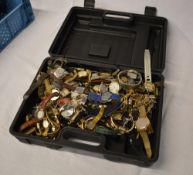 Large case full of watches & watch parts