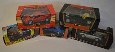 5 Burago model cars including Ferrari 36