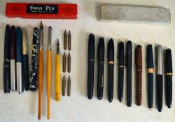 Large collection of pens including fount