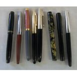 Various pens inc fountain pens with 14k