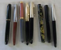 Various pens inc fountain pens with 14k