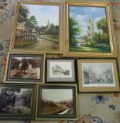 Assorted paintings and prints mainly Lou