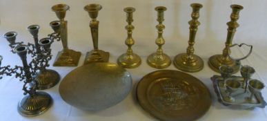 Assorted brassware inc Candlesticks