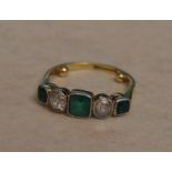 18ct gold emerald & diamond ring approx