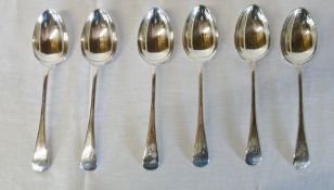 6 silver spoons Sheffield 1908 total wei