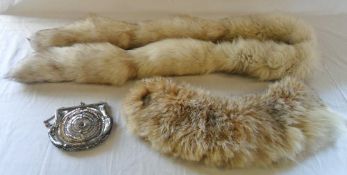 Silver fox boa, fur wrap & evening bag
