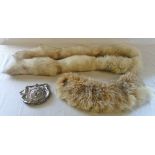 Silver fox boa, fur wrap & evening bag