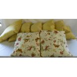 6 yellow Jonelle silk cushions & 2 John