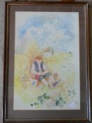 Framed watercolour by Colin Carr 1980 43