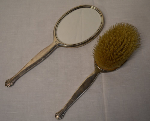 Silver dressing table hairbrush & hand m