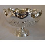 Silver pedestal bowl with repousse decor