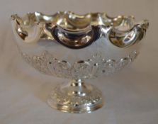 Silver pedestal bowl with repousse decor