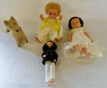 3 dolls inc a 'Roddy' and a soft toy dog