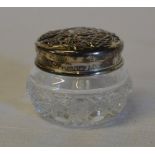 Silver topped dressing table pot