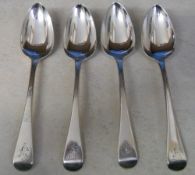 4 silver dessert spoons with monograms L