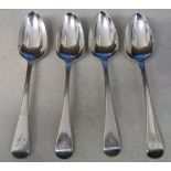 4 silver dessert spoons with monograms L