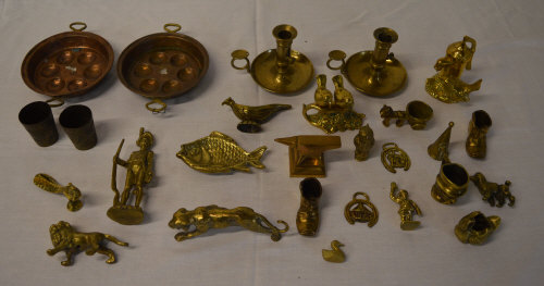 Brass & copper including animals, chambe
