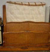 French cane & walnut king size bed with