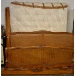 French cane & walnut king size bed with