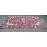 Handwoven Persian Tabriz rug with multic