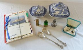 2 blue and white tureens, Silver Jubilee