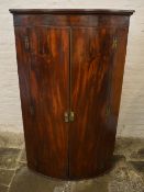 Large Georgian mah. cylinder corner cupboard with internal shaped shelves ht approx. 155cm