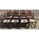 8 oak ladder back chairs inc 2 carvers