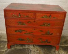 Chinese style lacquered chest of drawers