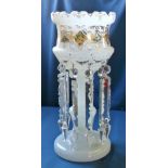 Victorian white and gold table lustre