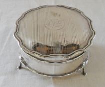 Small silver round jewellery box with ve