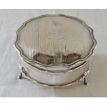 Small silver round jewellery box with ve