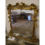 Lg. gilt overmantel with decorative bird