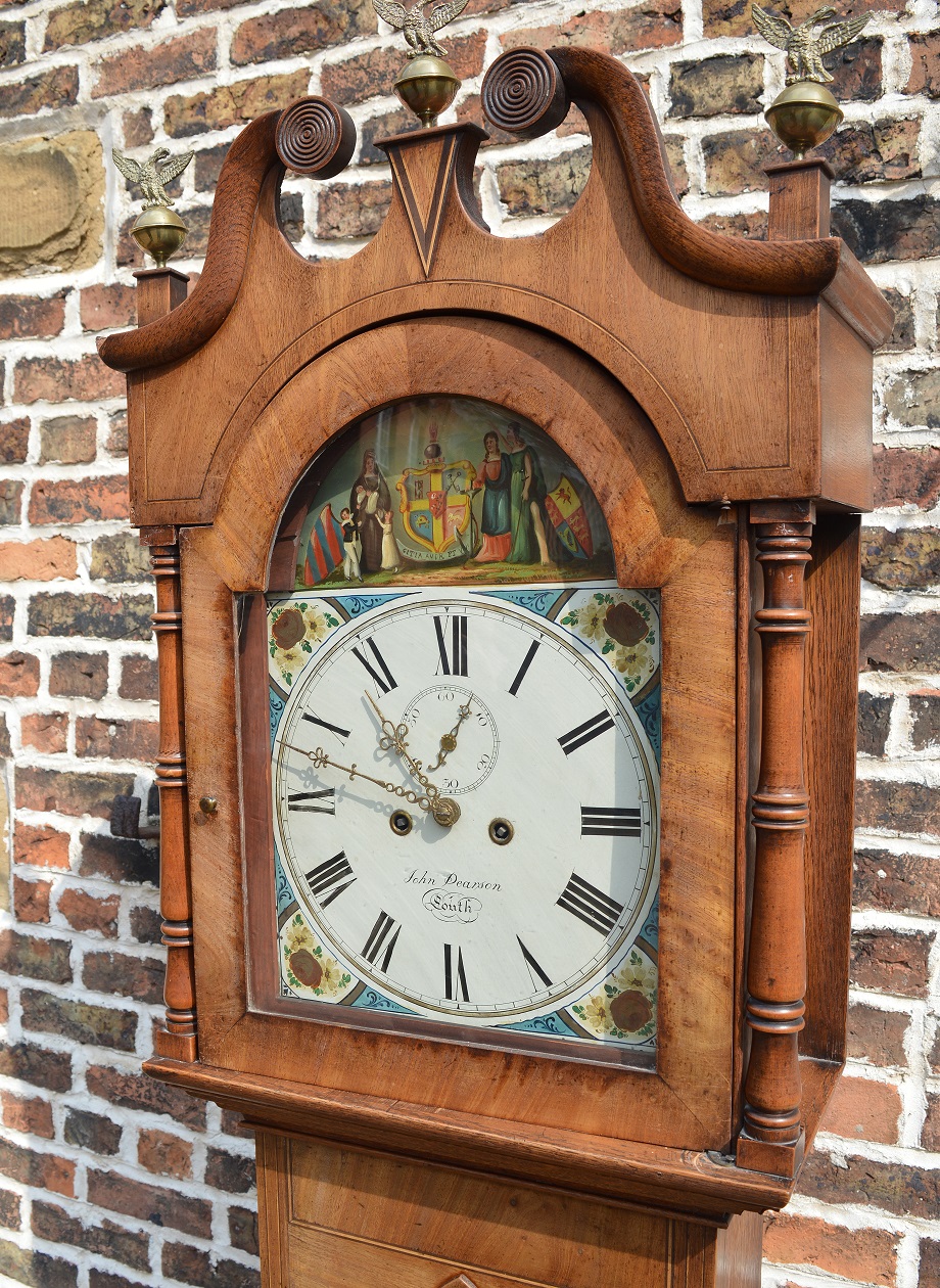 Victorian 8 day longcase clock by John Pearson, Louth with painted dial featuring the motto 'Citia - Image 2 of 2