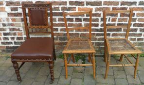 2 cane seated bedroom chairs & late Vict
