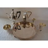 Silver plate including tray, coffee pot,