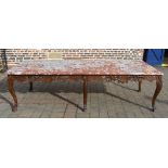 French carved oak dining table with grey