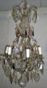 French  6 branch metal chandelier with c